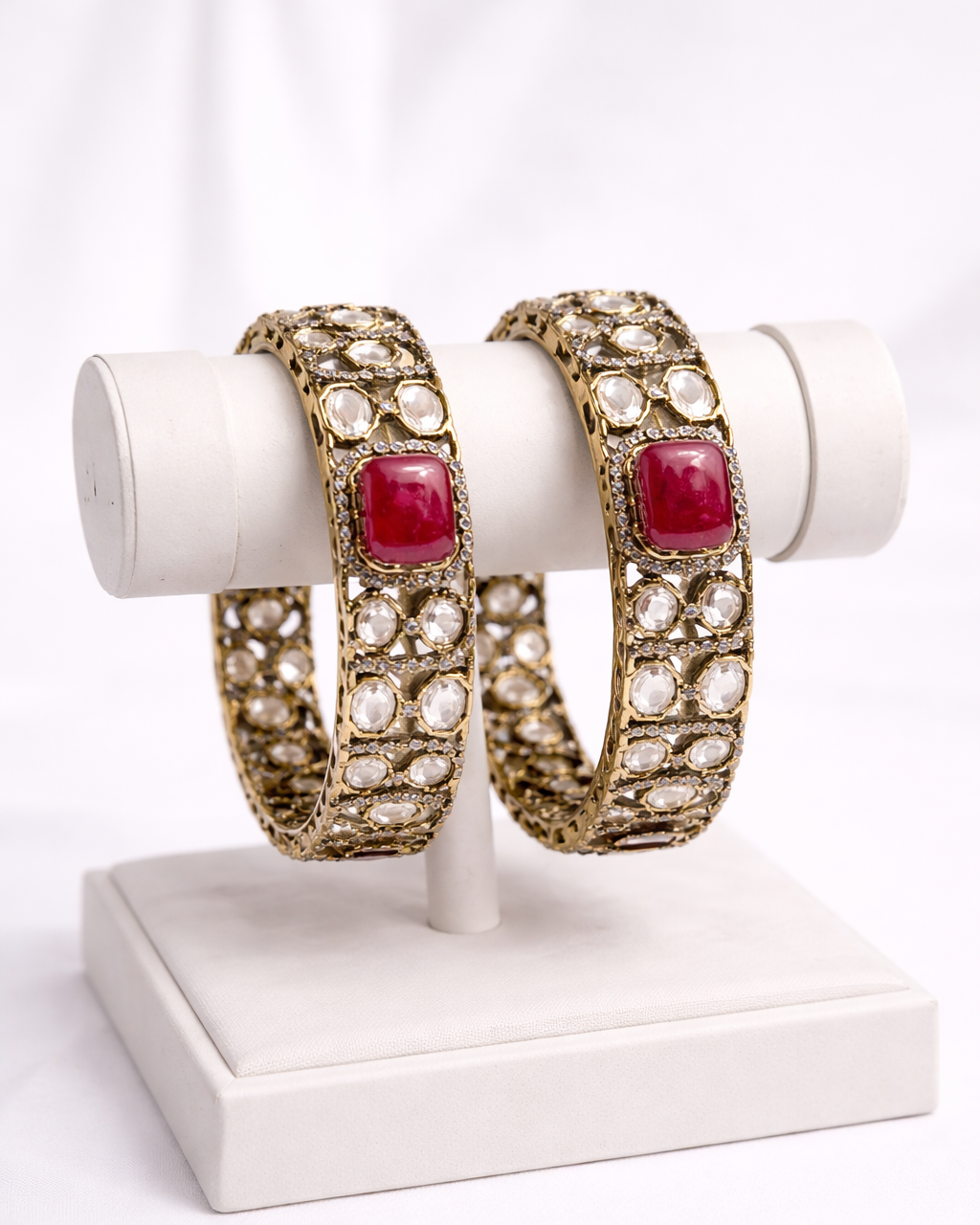 Ruby Moissanite Polki Bangles(Set of 2)-G354100