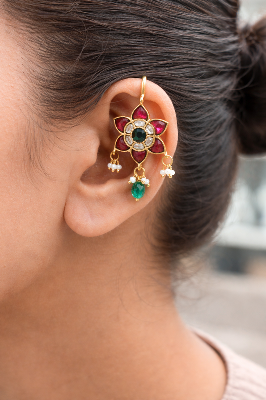 Jadav Kundan Lotus Bugadi Earrings-G35900