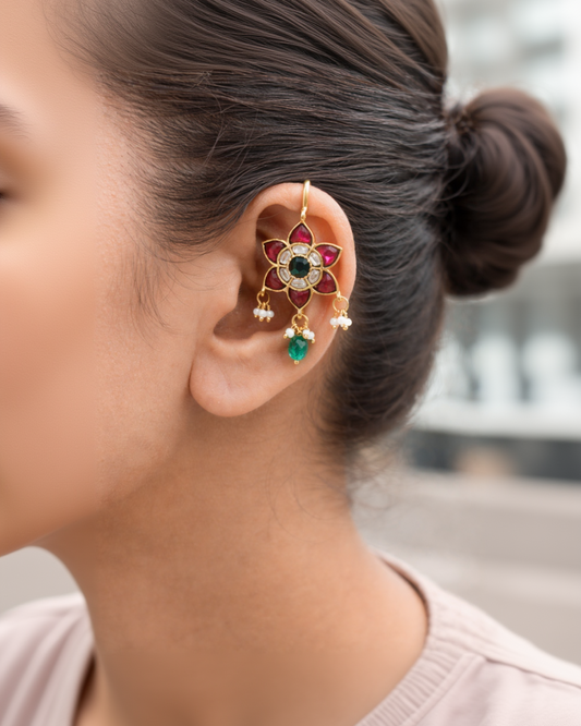 Jadav Kundan Lotus Bugadi Earrings-G35900