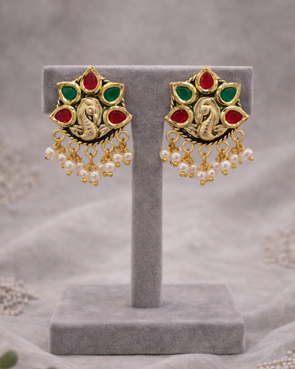 Fusion Green & Gold Kundan Style Necklace Set-G353300