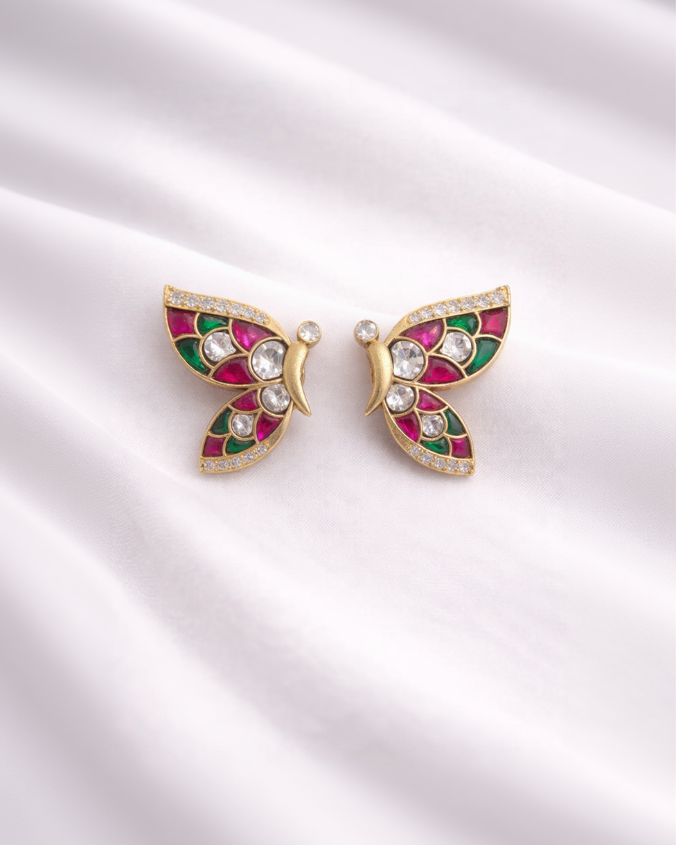 Butterfly Jadau Kundan Studs-G35900