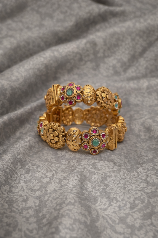 Gold Plated Heritage Bangle(Set of 2)