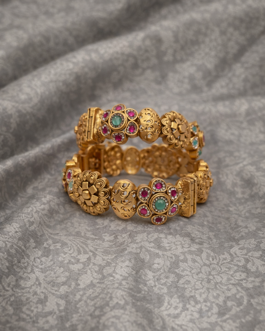 Gold Plated Heritage Bangle(Set of 2)-G354300