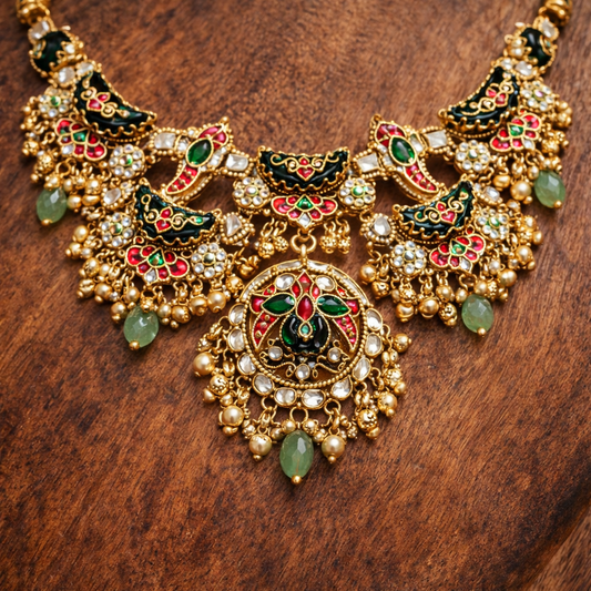 Green Onyx Heritage Choker Necklace Set-G4514800