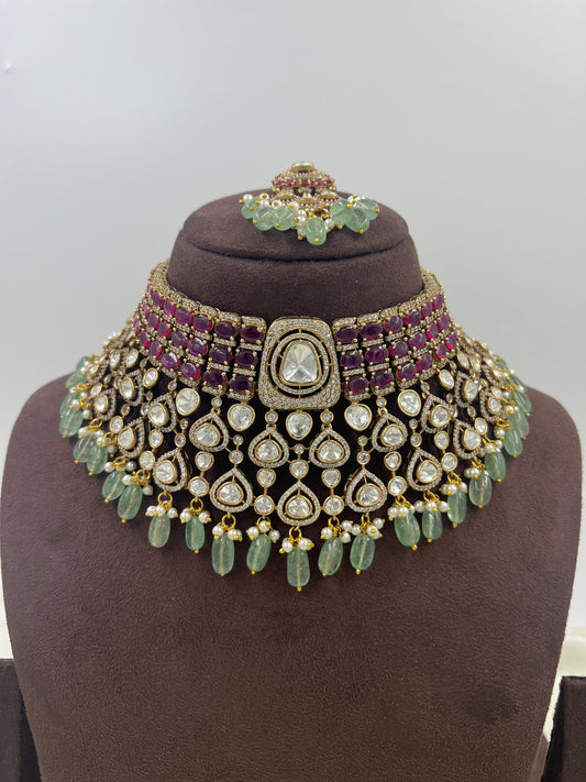 Ruby Reina Moissanite Kundan Necklace