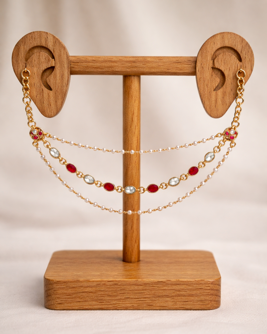 Kundan & Pearl Ear Chain-G351800