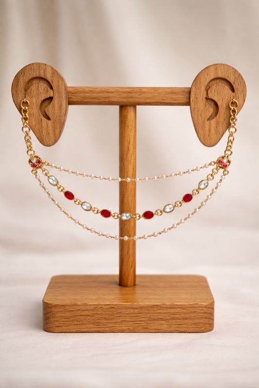 Kundan & Pearl Ear Chain