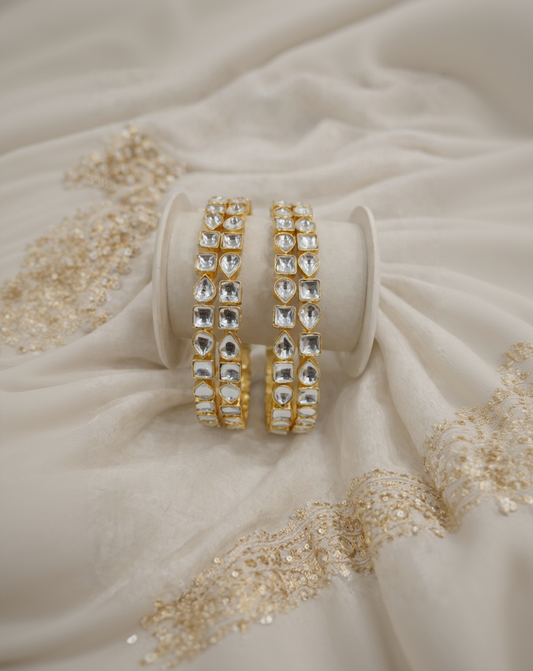 Uncut Kundan Polki Gold-Plated Bangle(set of 4)-G352300