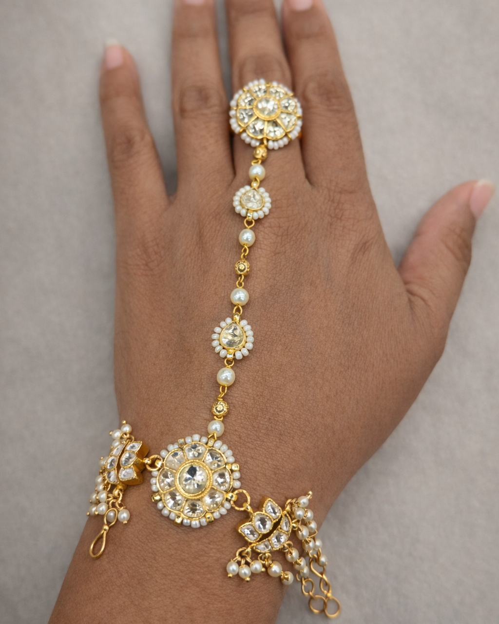 Pearl & Kundan Gold-Tone Hath Pocha-G351500