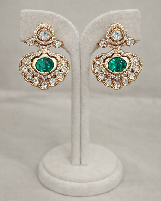 Green Kundan Polki Necklace Set-G353500