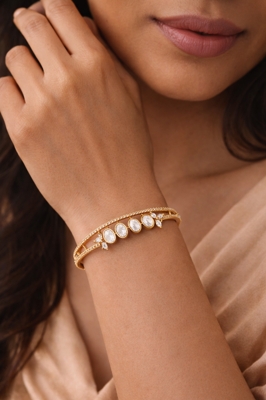 Delicate Moissanite Cuff/kada