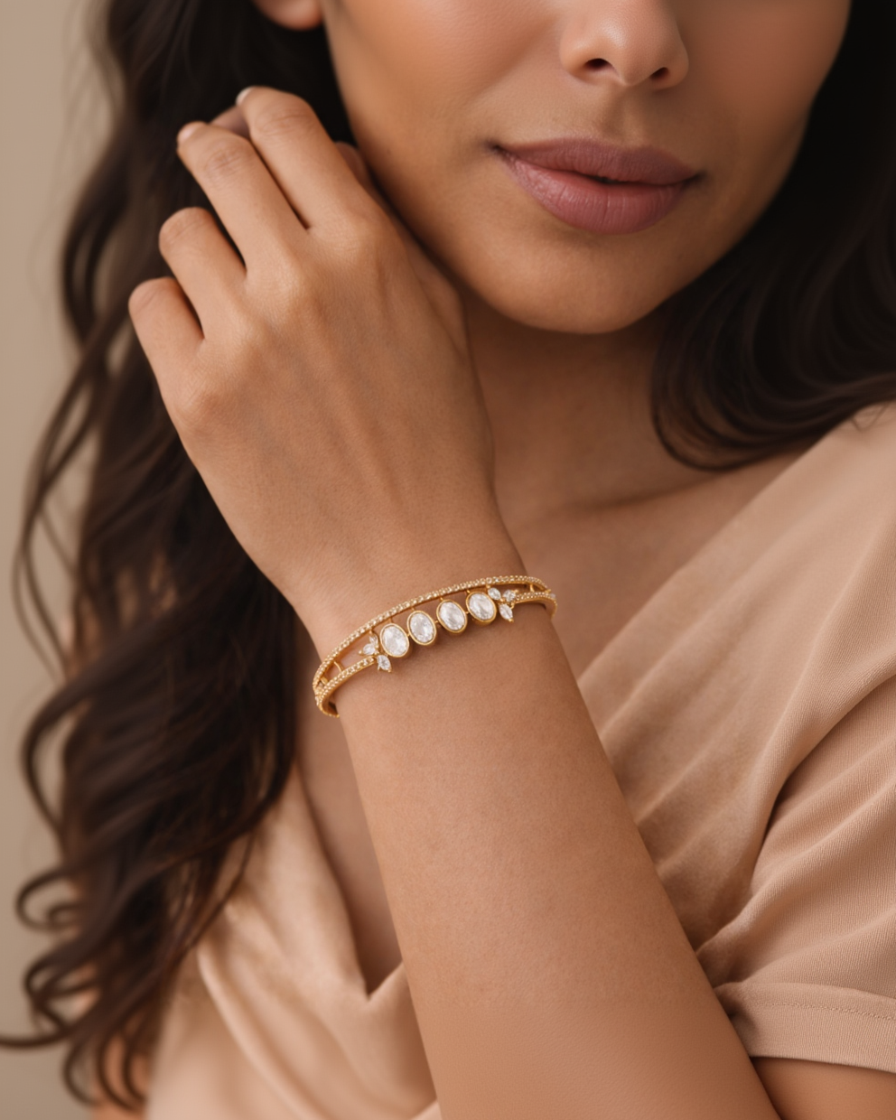 Delicate Moissanite Cuff/kada-G351000