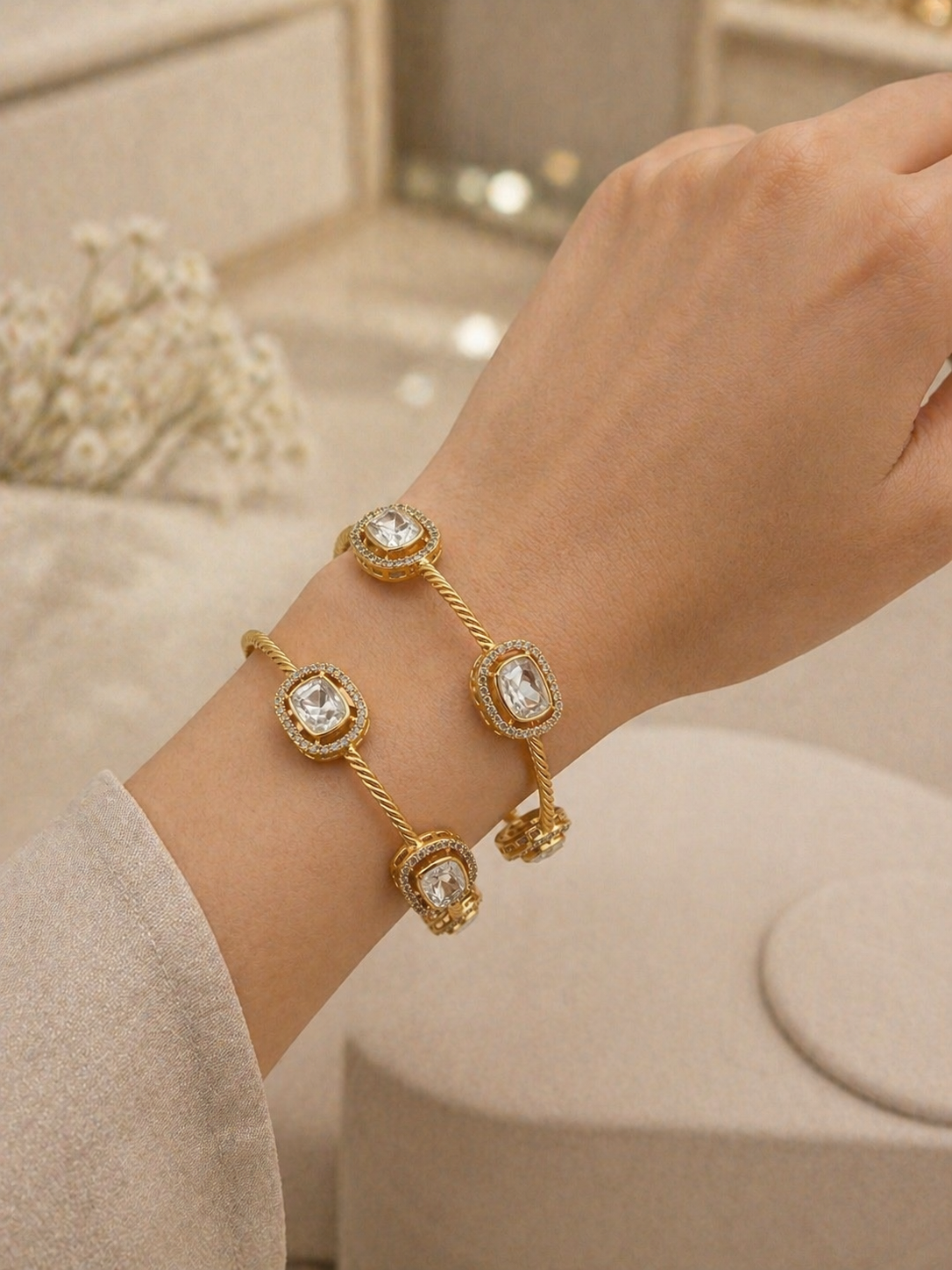 Gold-Plated Mossonite Bangles(Set of 2)-G351500