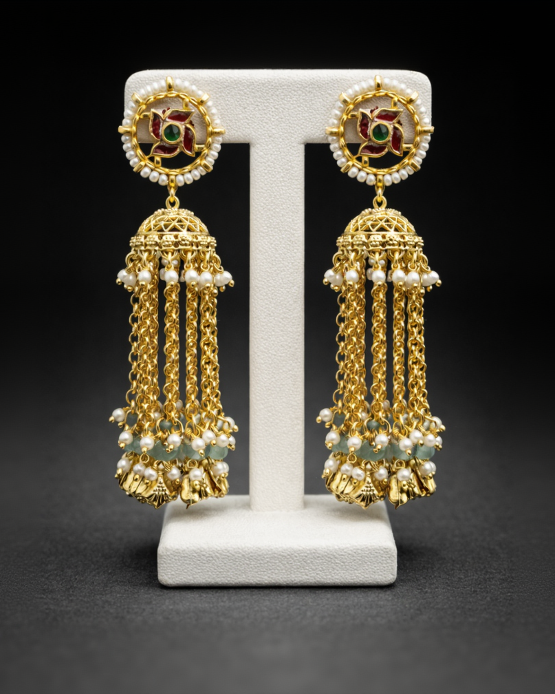 Heritage Jadav Gold-Plated Jhumka Earrings-G352000