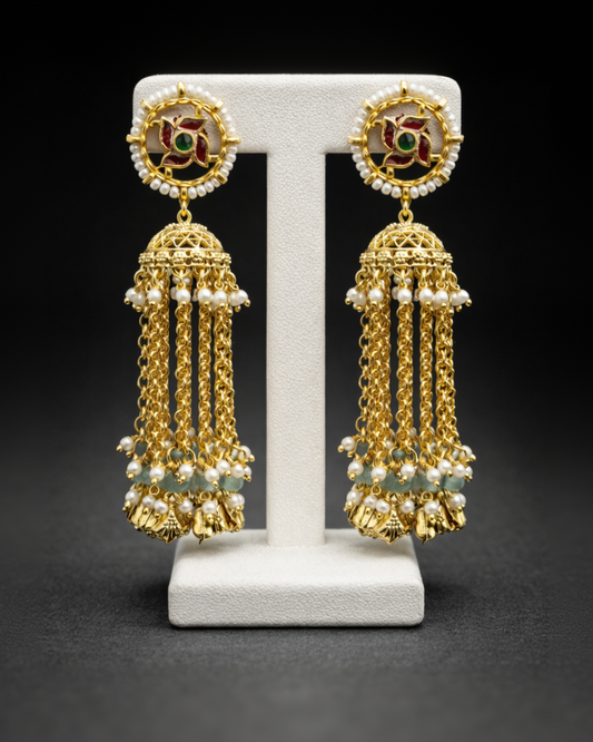 Heritage Jadav Gold-Plated Jhumka Earrings-G352000