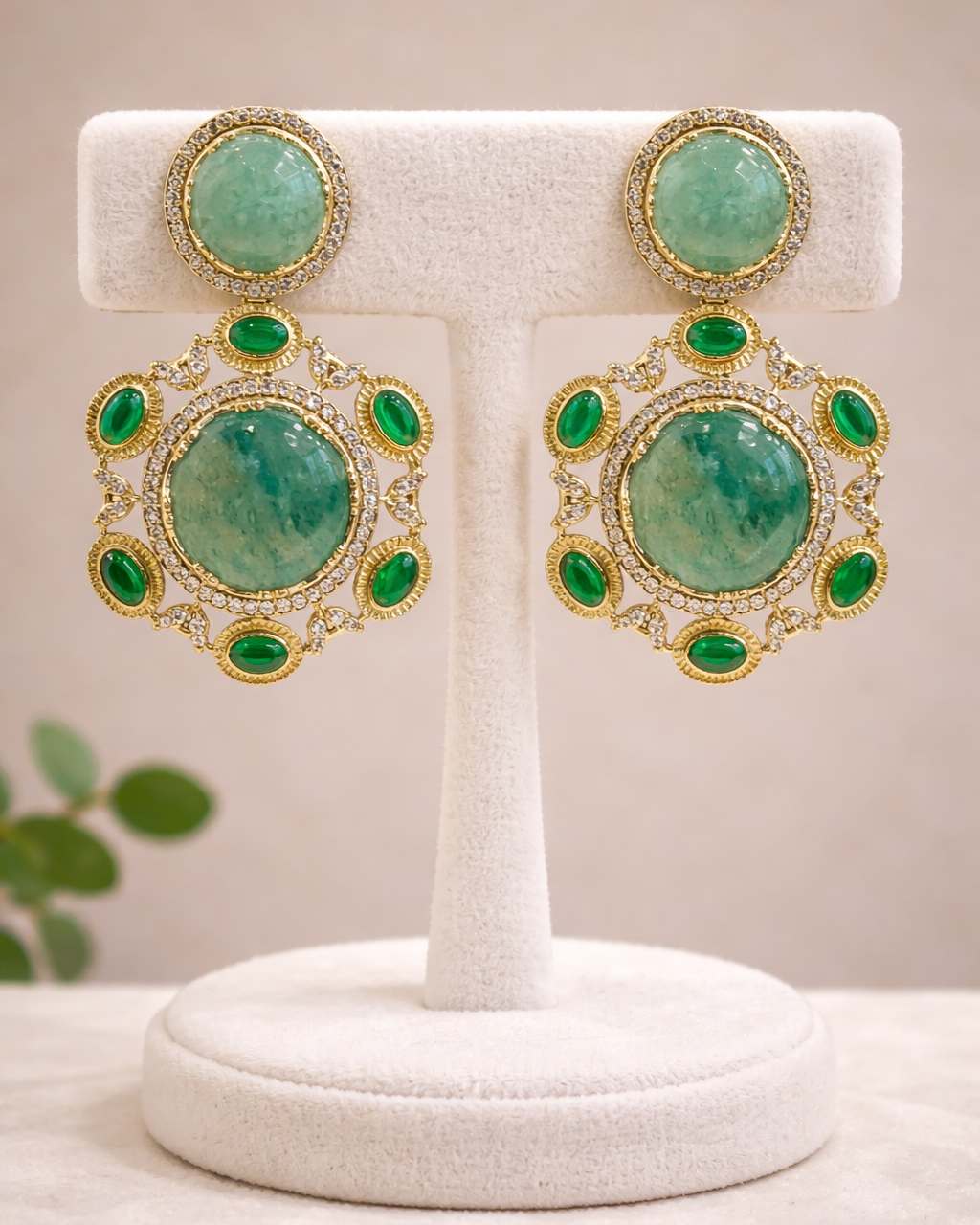 Sabyasachi Inspired Emerald & Kundan Polki Necklace Set-G354600