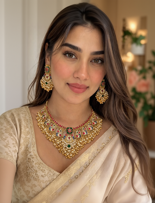 Heritage Kundan & Pearl Drop Necklace Set-G3516800