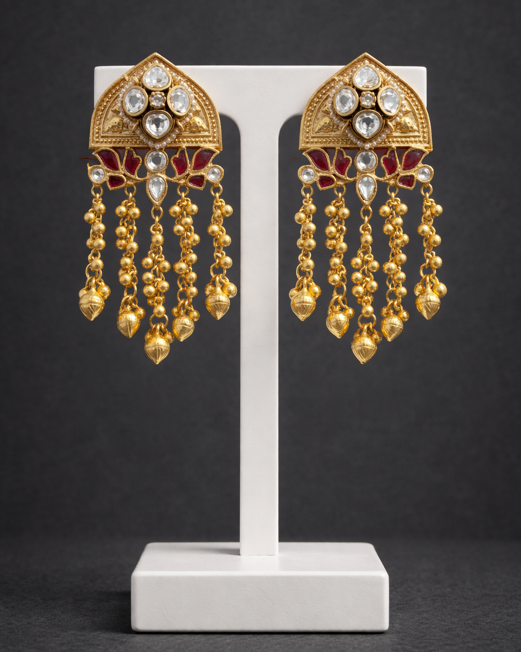 Mossonite Jhumka Earrings in Antique Gold-G353000