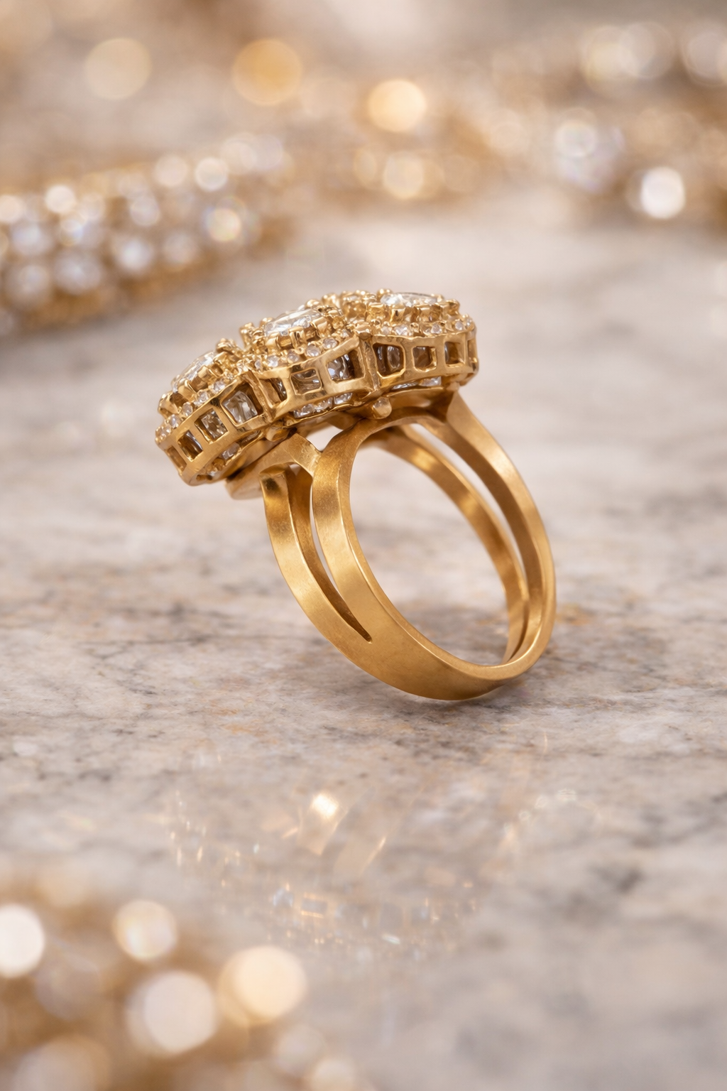 Gold Plated Faux Polki Ring