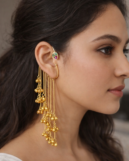 Gold Plated Ghungroo Style Ear Cuffs"-G351000