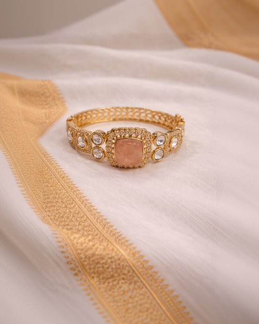 Faux Polki Gold-Toned Kada Bangle Bracelet Kada-G35900