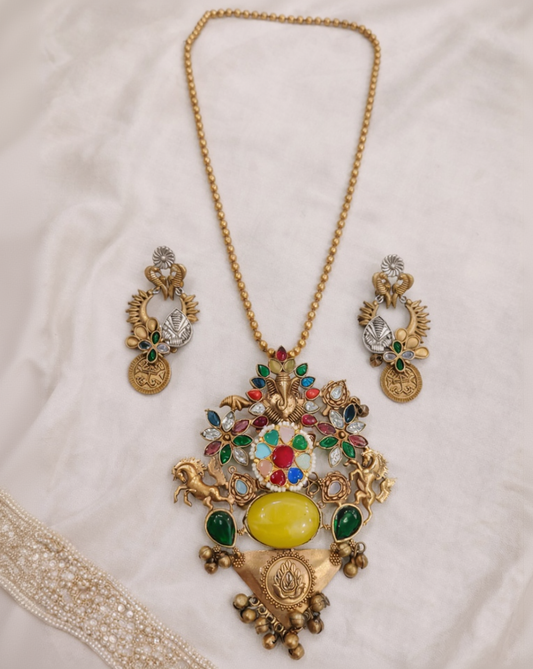 Fusion Gold-Toned Ganesha Pendant Set-G353400