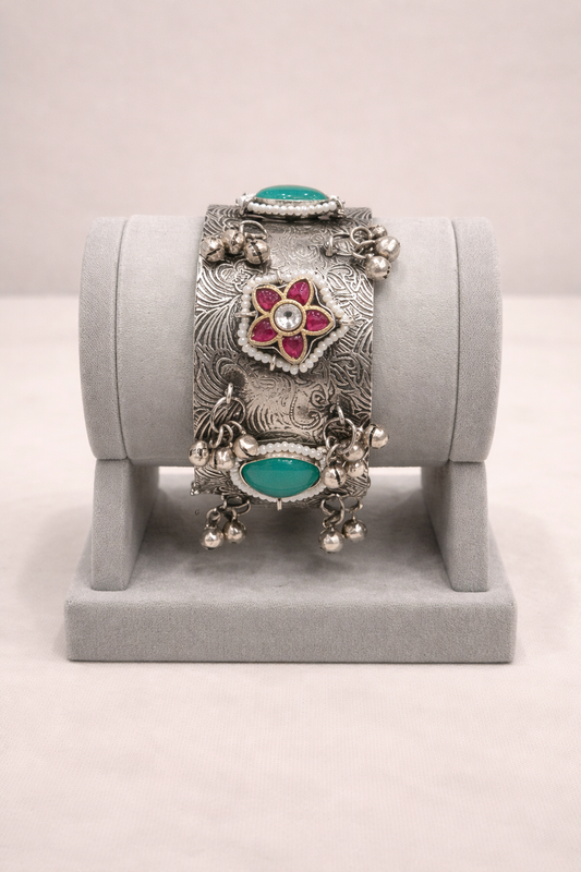 Oxidized Silver Bangles Kada/Cuff-G351400