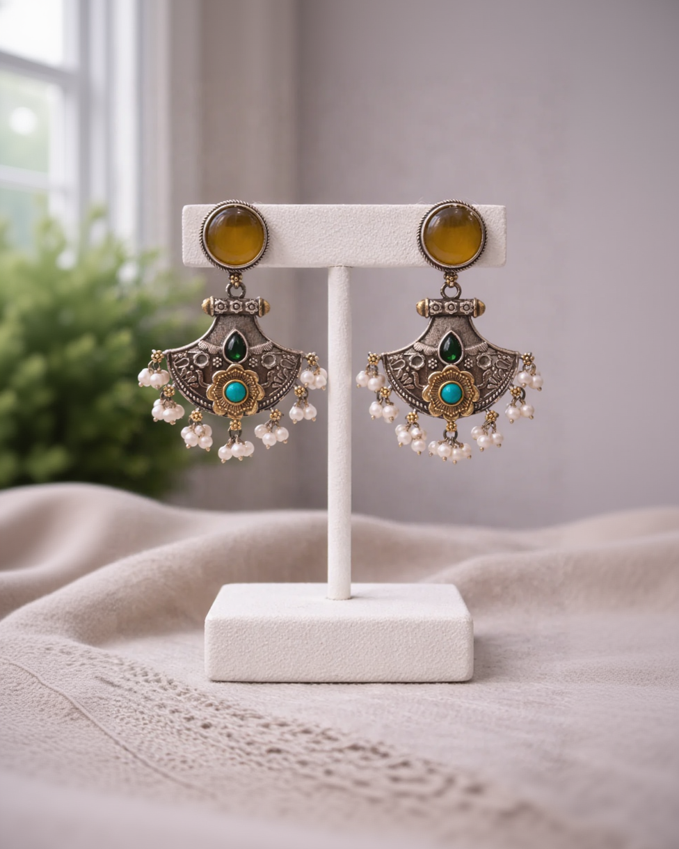 Oxidized Pendent Set with Gemstone Accents-G751500