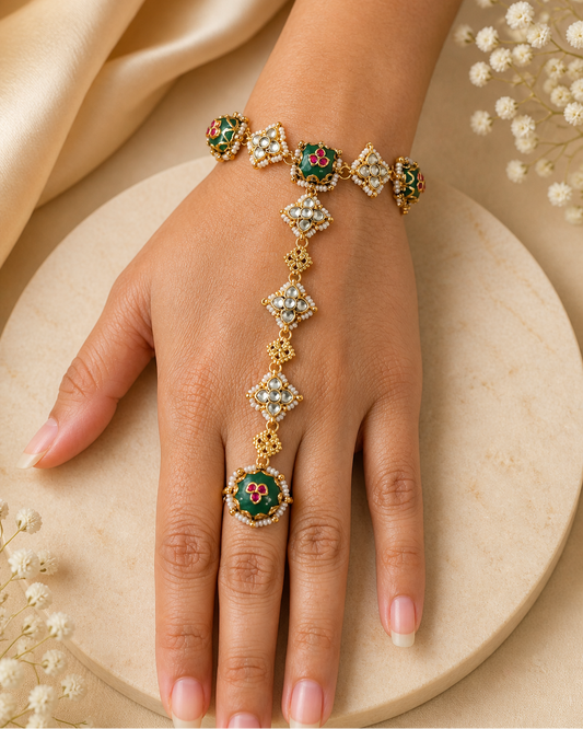 Jadav Kundan Hathphool Hand Harness Poncha