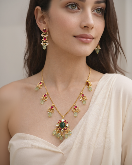 Elegant Jadau Kundan Invisible Set-G351500