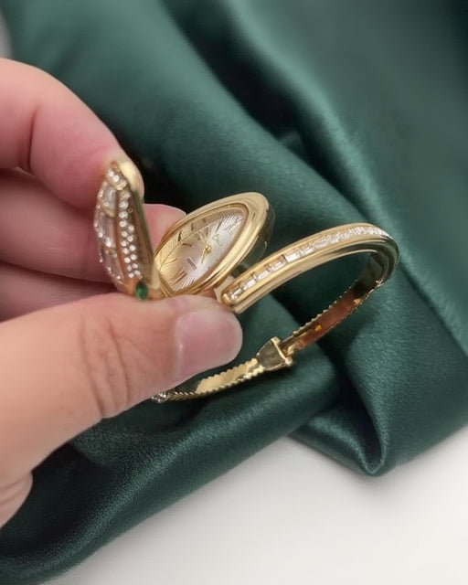 Luxury Emerald Green Crystal Snake Bracelet Watch for Women-G35800