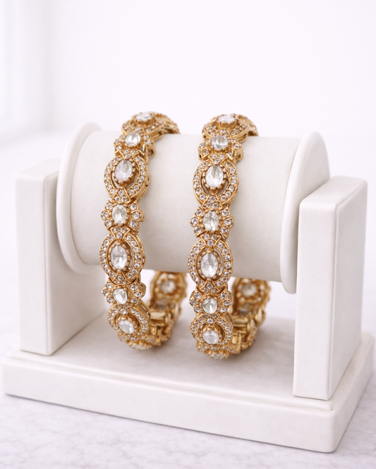 Mossonite Stone & CZ Diamond Bangles(Set of 2)-G353700