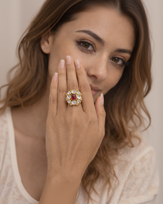 Mossainte Zircon Polki Ring-G351000