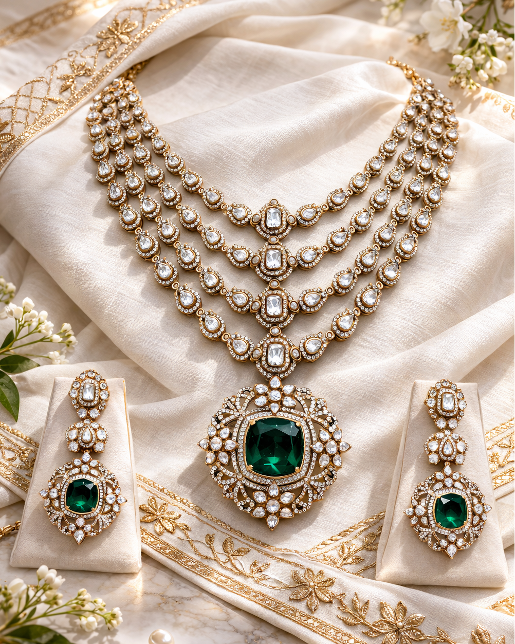 Multi Layer Statement Mossinite necklace-G3512300