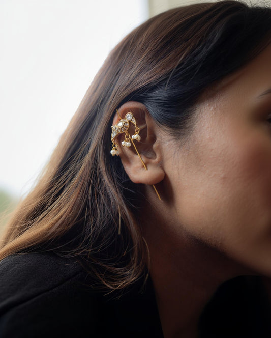 Jaduu kundan Needle Ear Cuffs-G351100