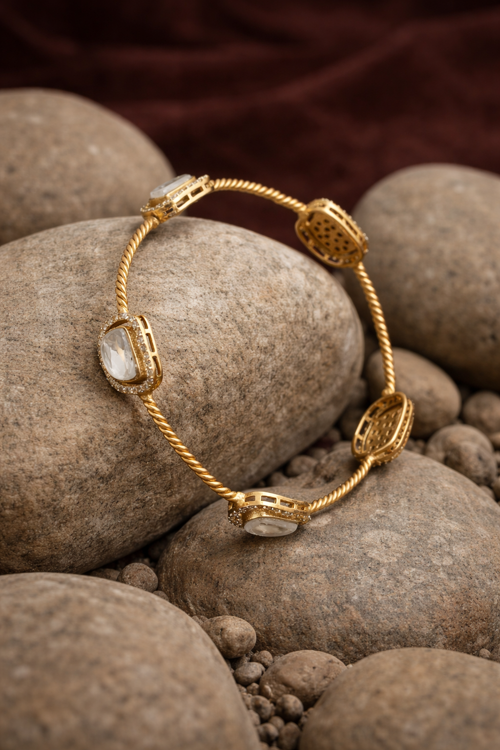 Gold-Plated Mossonite Kada Bangle