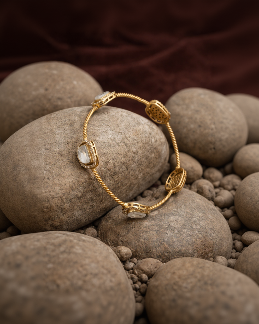Gold-Plated Mossonite Kada Bangle-G35800