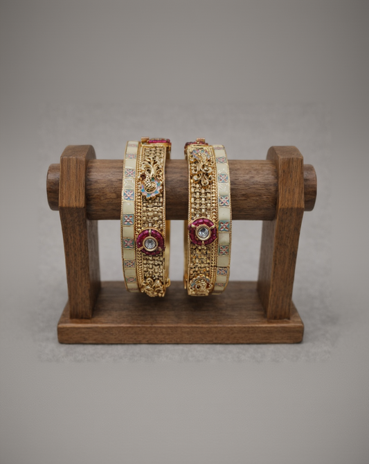 Heritage Meenakari Gold Plated Bangles(Set of 2)-G352300