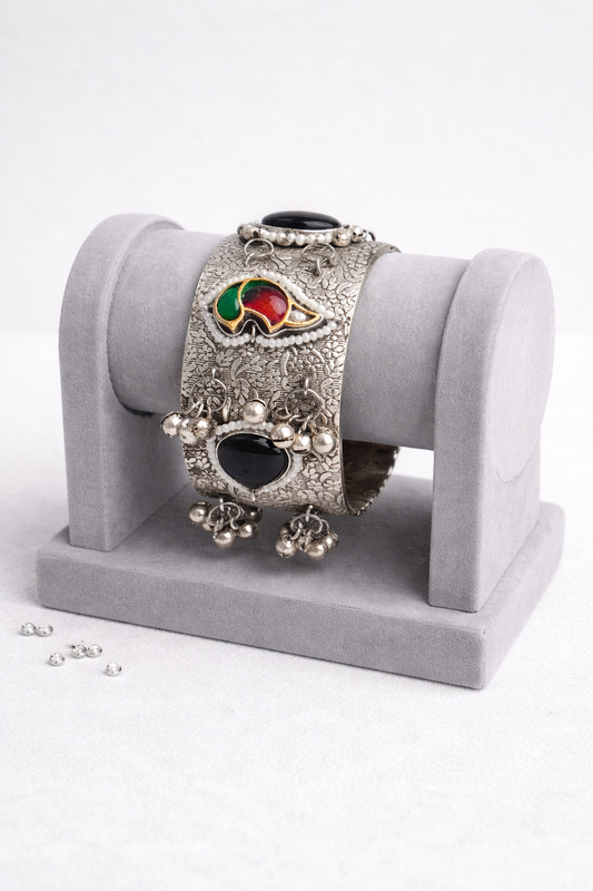 Oxidized Silver Bangles Kada/Cuff-G351400