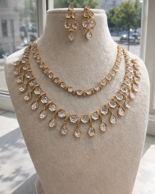 Antique Tone Mossonite Necklace Set-G353400