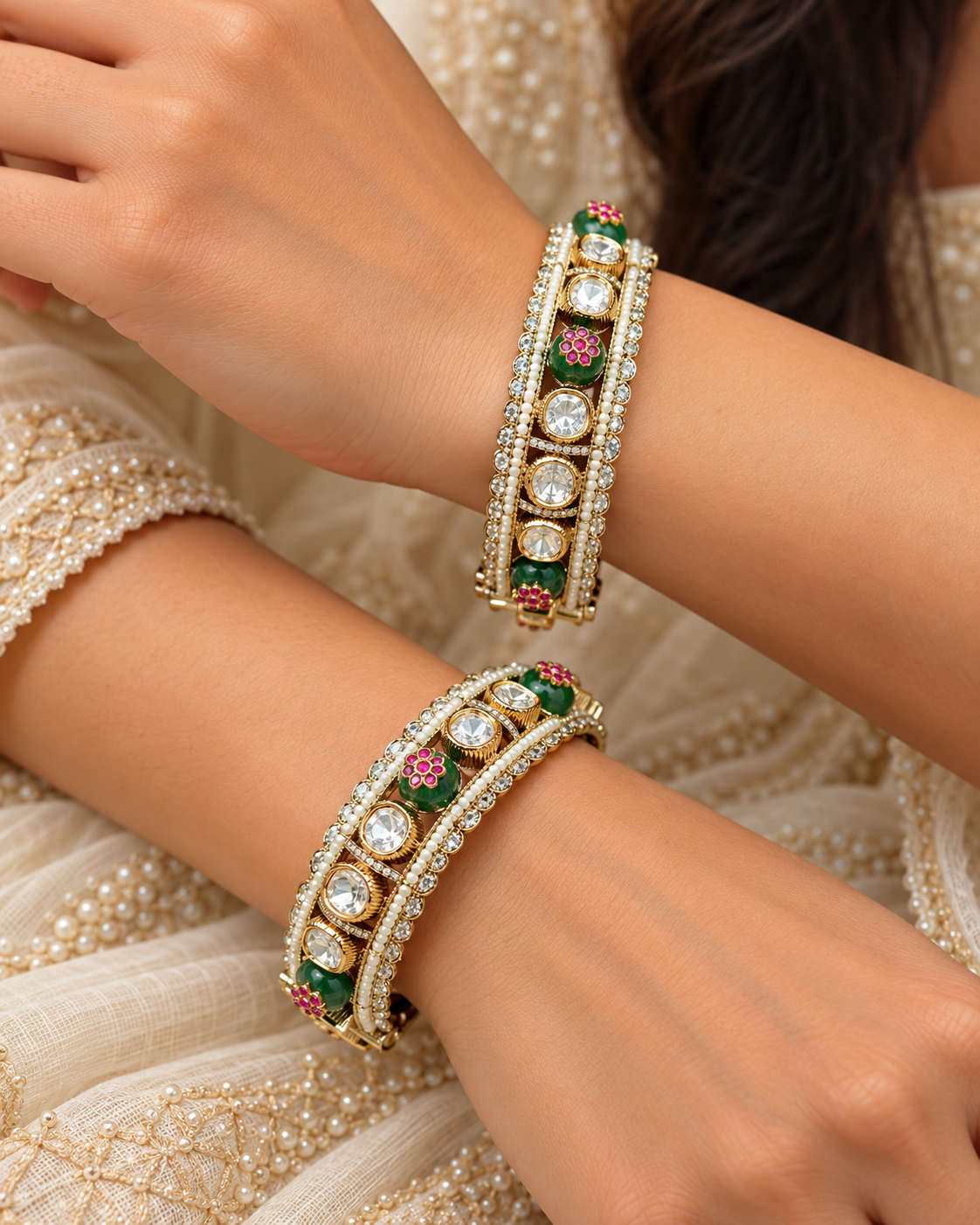 Moissanite Jadau Kada Bangles-BGL2324