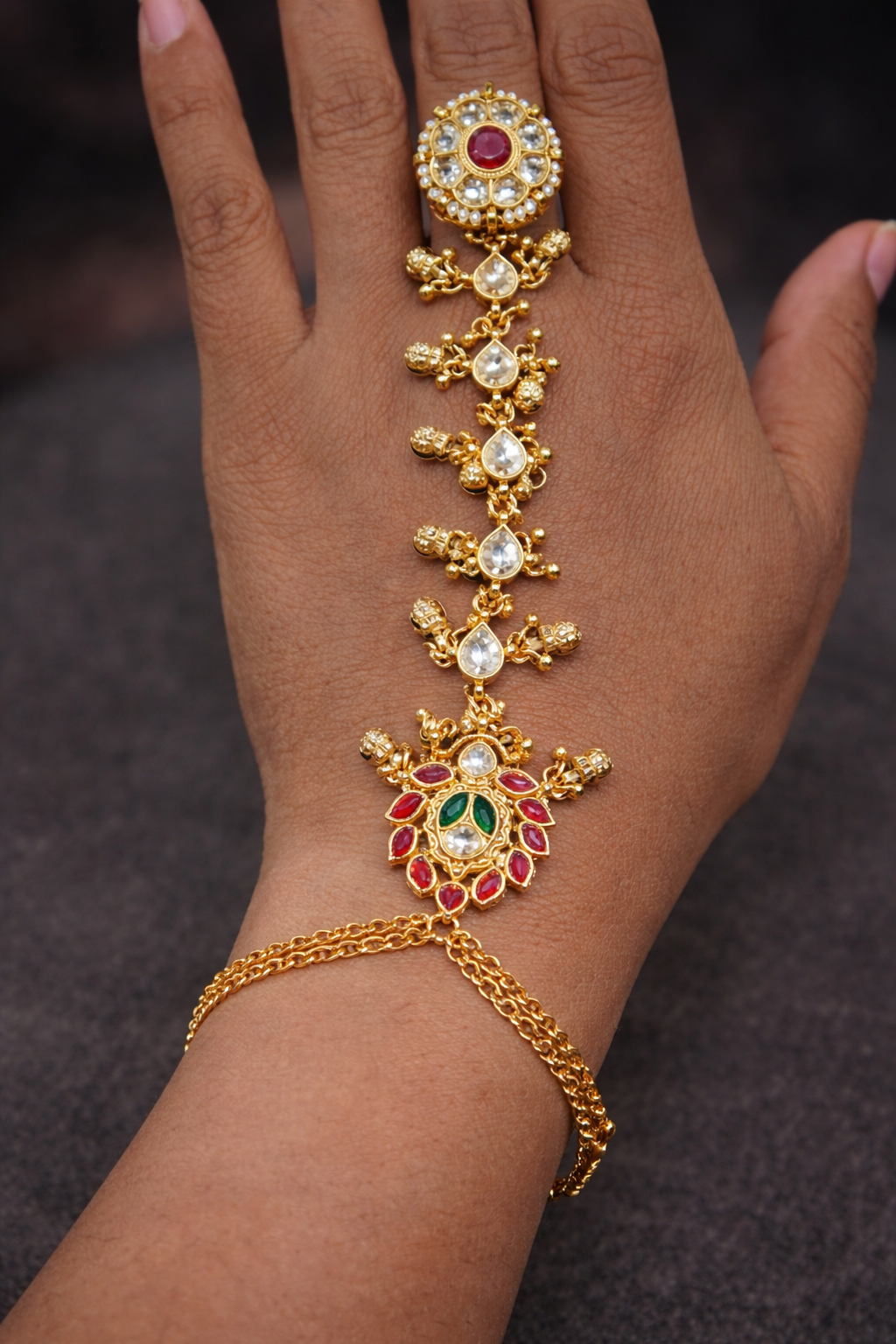 Jadau Kundan Haath Phool Hath Harness-G352100