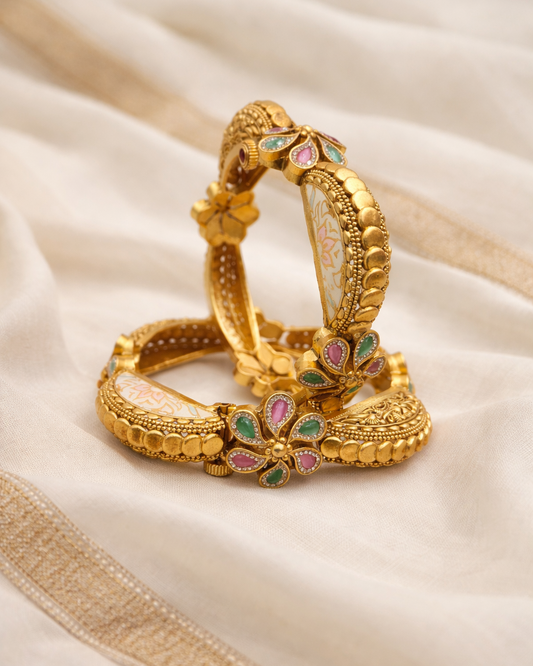 Gold-Plated Kada Bangles(Set of 2)-G355800