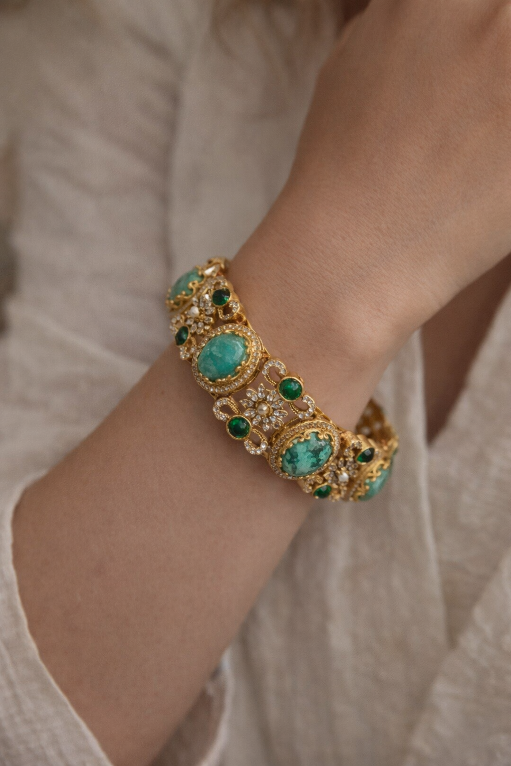 Sabyasachi Inspired Floral Motif Bracelet Kada
