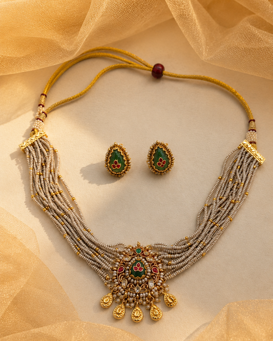 Jadau Choker Necklace Set-G453200