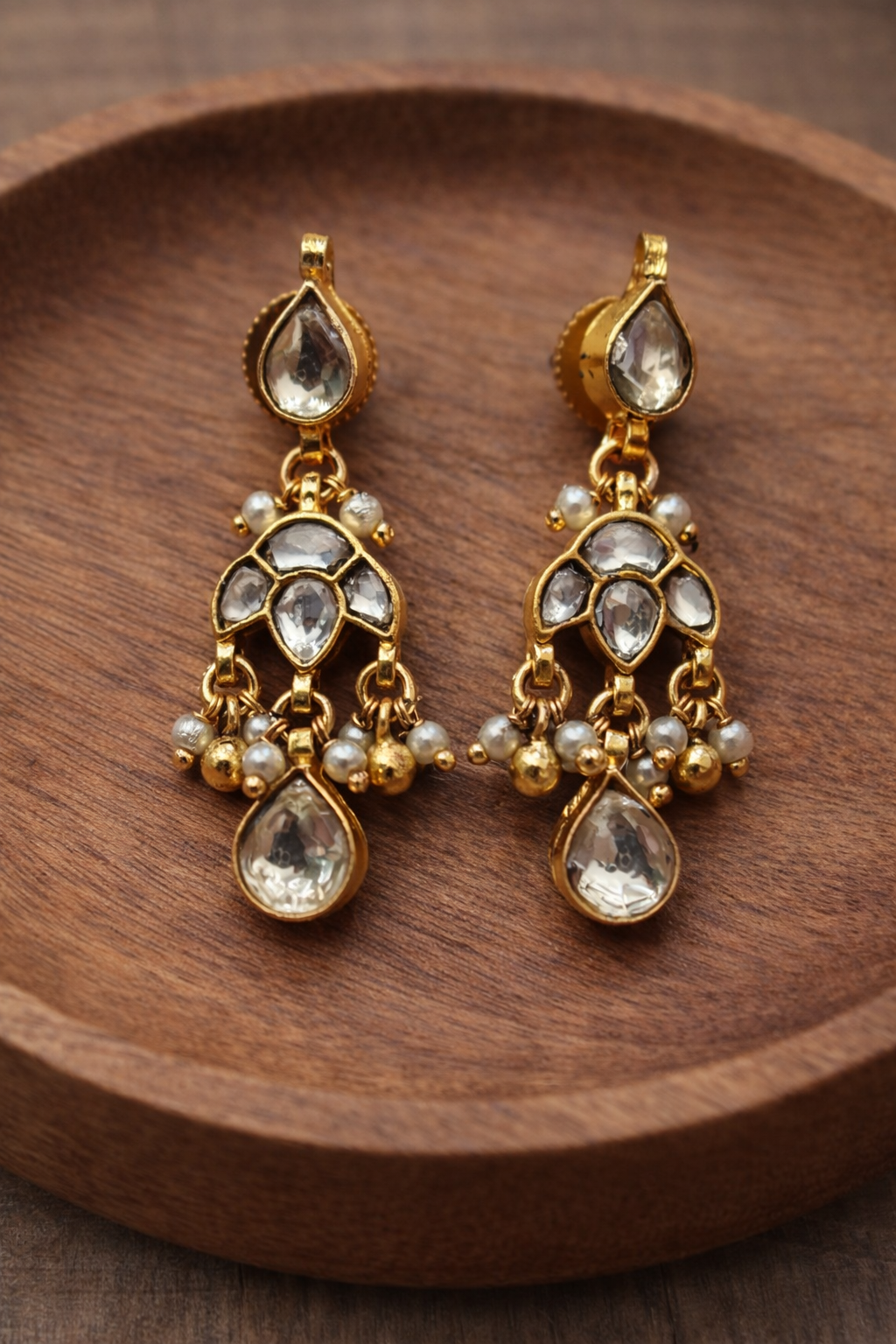 Kundan Polki & Pearl Gold-Plated Pendant Set