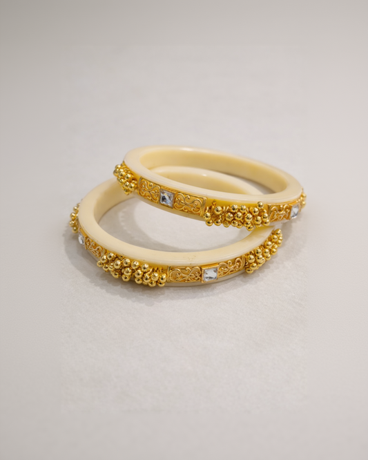 Ivory Gold Traditional Ghungroo Bangle-G351200