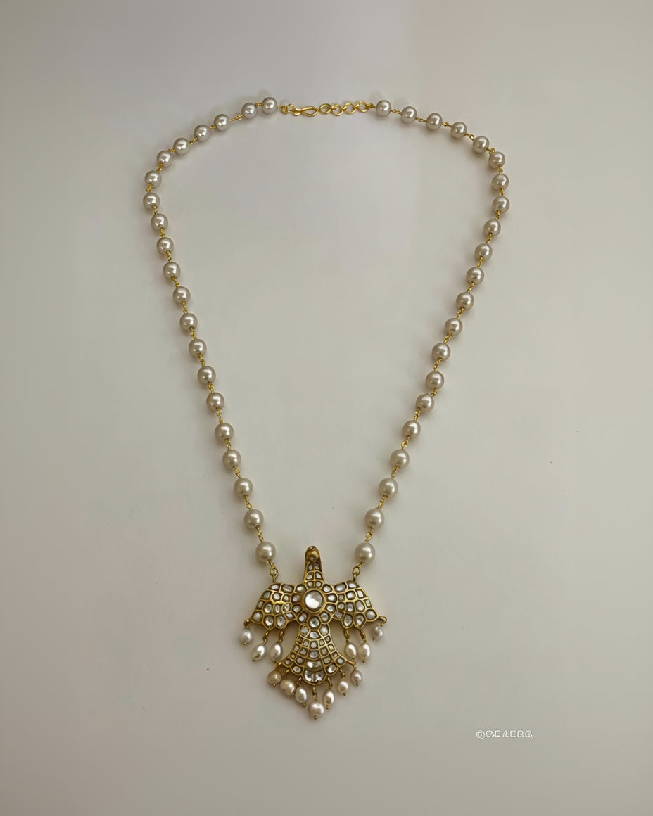 Traditional Gold-Plated Bird Kundan Necklace-G354000
