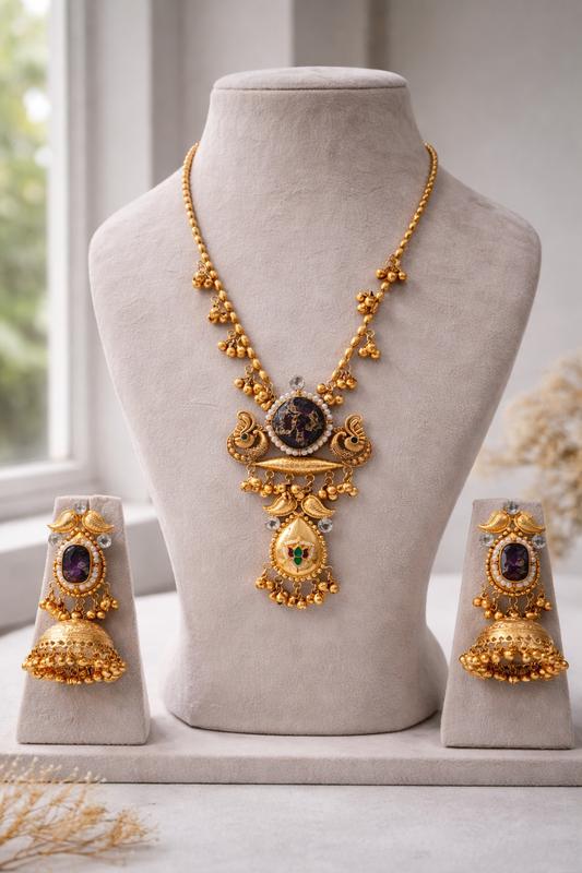 Fusion Navratri Special Gold Plated Necklace Set-G352700