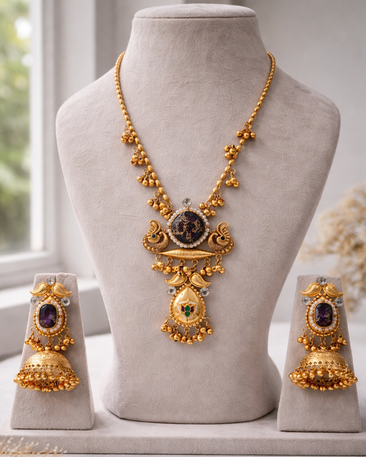 Fusion Navratri Special Gold Plated Necklace Set-G352700
